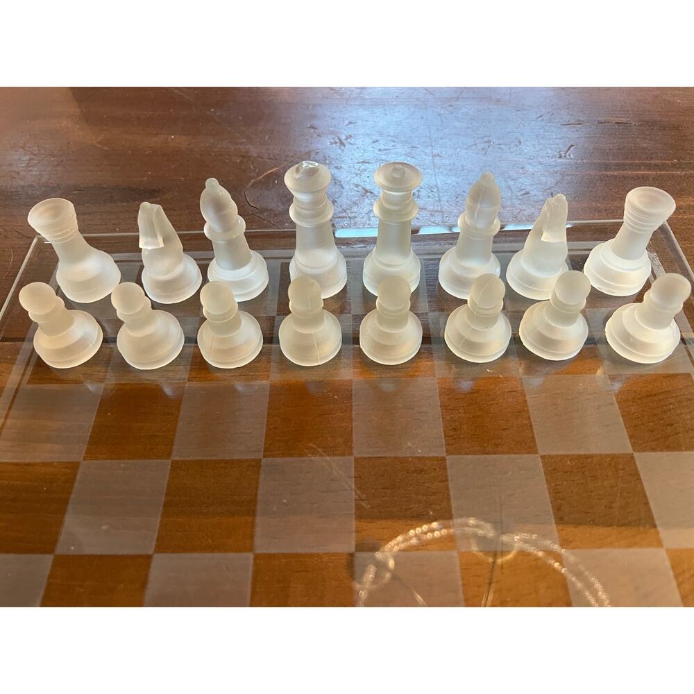 Glass Chess Set Frosted‎ Glass Complete Set - Picture 3 of 5
